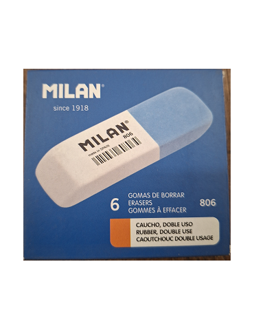 Box 6 double use bevelled rubber erasers 806 (white - blue)