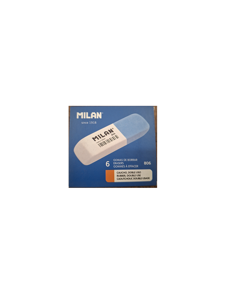 Box 6 double use bevelled rubber erasers 806 (white - blue)
