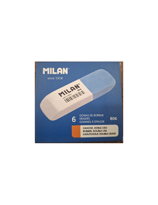 Box 6 double use bevelled rubber erasers 806 (white - blue)