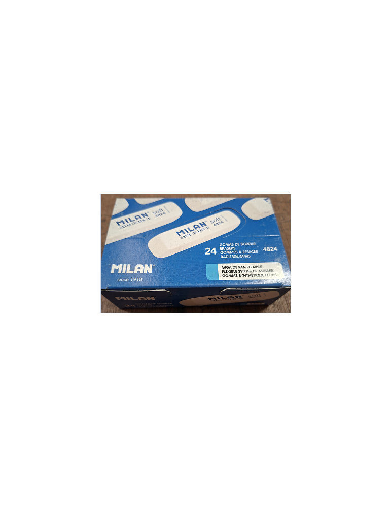Box 24 bevelled flexible soft synthetic rubber eraser 4824, white colo