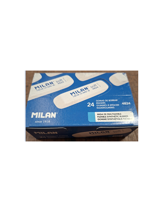 Box 24 bevelled flexible soft synthetic rubber eraser 4824, white colo