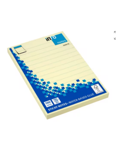 Info notes 100x150mm jaune ligné bloc de 100 flles