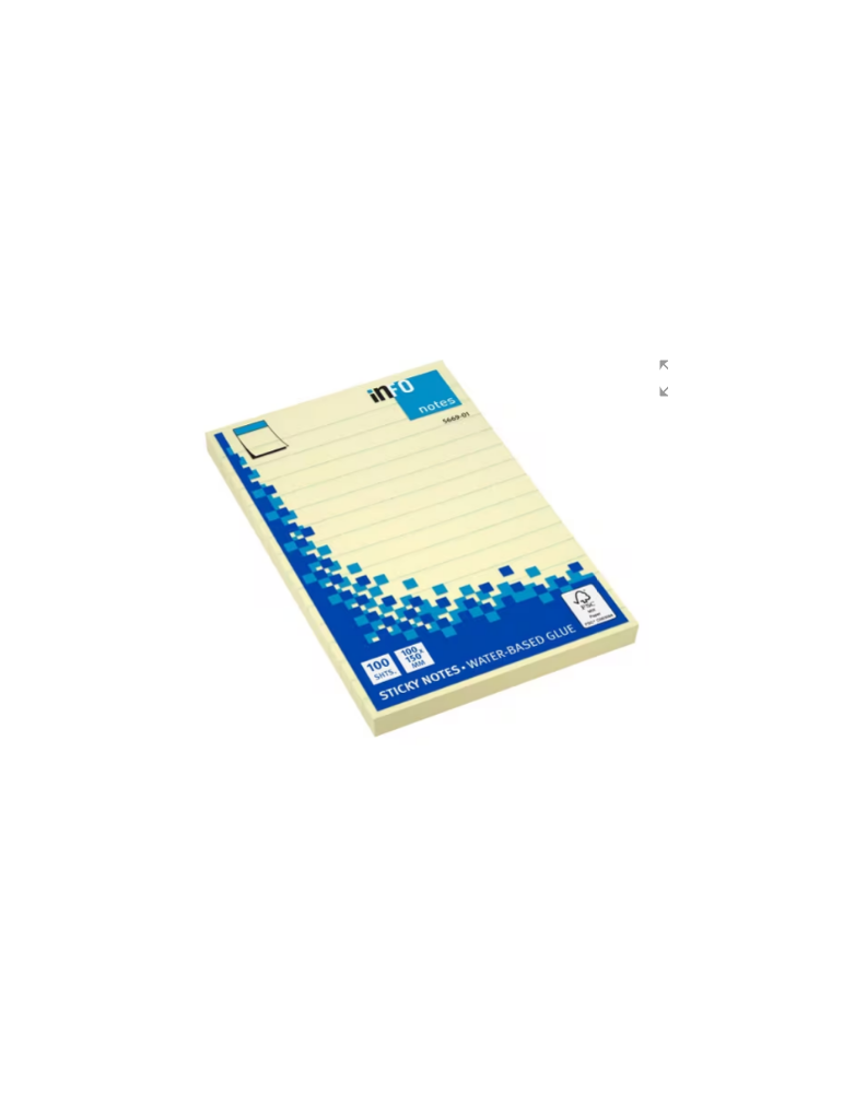 Info notes 100x150mm jaune ligné bloc de 100 flles