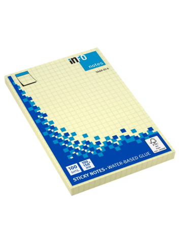 Info notes 100x150mm jaune quadrillé bloc de 100 flles