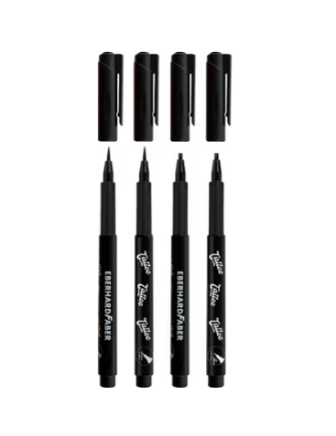 Tattoo stift Eberhard Faber 4 stuks Brush en kalligrafie    zwart 2