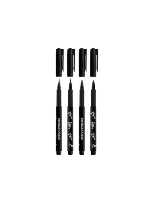 Stylo à tatouer Eberhard Faber 4 pièces Pinceau et calligraphie noir