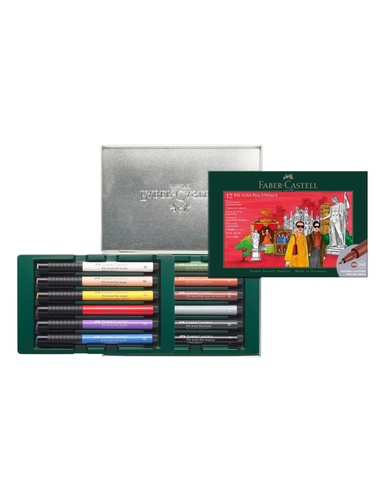 Tekenstift FC Pitt Artist Pen Brush, set 12 stuks, Milan