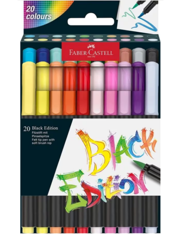 Brushpen Faber-Castell Black Edition 20 stuks in karton etui