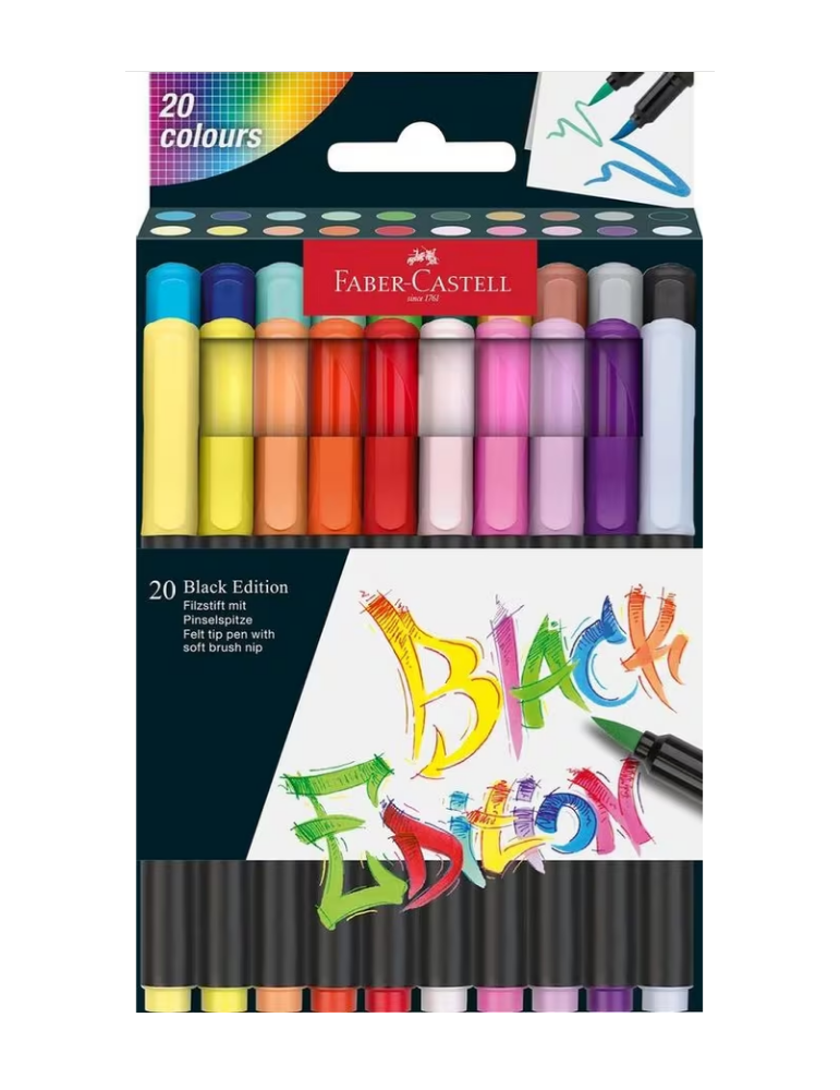 Brushpen Faber-Castell Black Edition 20 stuks in karton etui