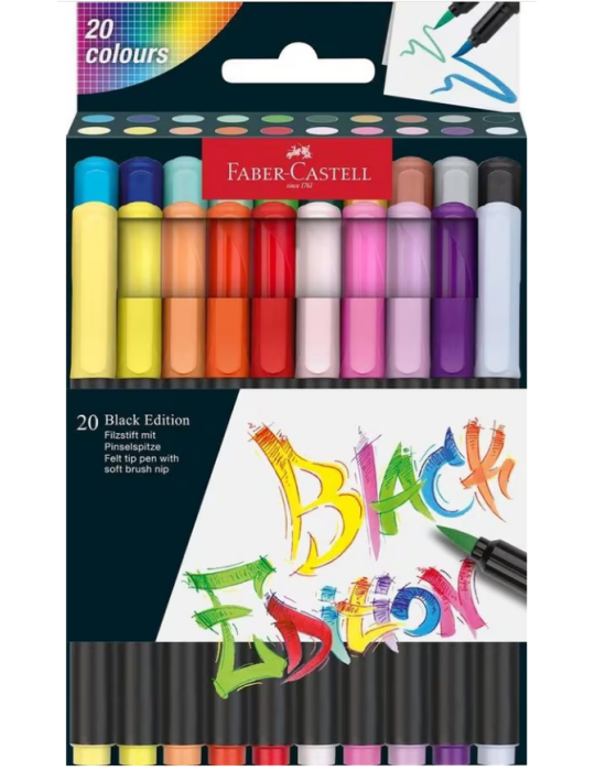 Brushpen Faber-Castell Black Edition 20 stuks in karton etui