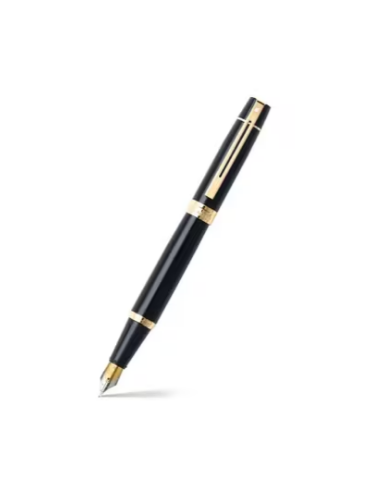 SHEAFFER 300 noir brillant / ton or jaune - Plume M