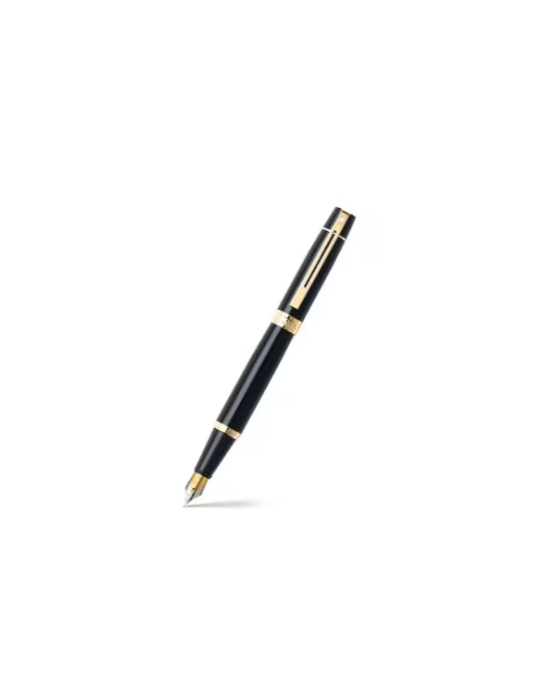 SHEAFFER 300 noir brillant / ton or jaune - Plume M