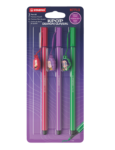 Pen 68 + charm KPop Demon Hunters cardboard blister 3 pcs