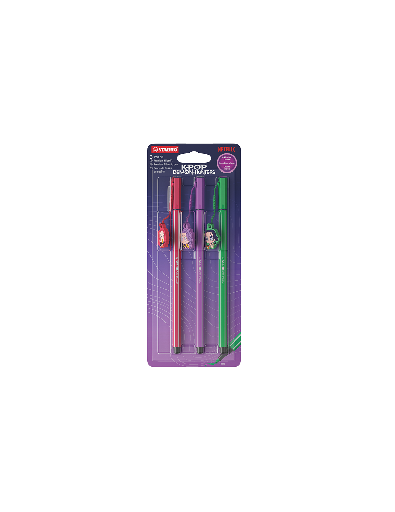 Pen 68 + charm KPop Demon Hunters cardboard blister 3 pcs