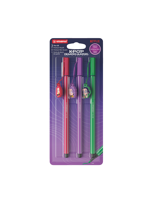 Pen 68 + charm KPop Demon Hunters cardboard blister 3 pcs