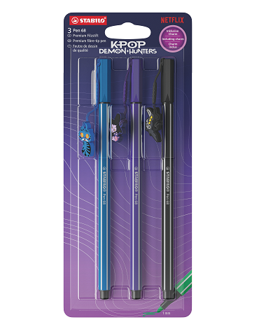 Pen 68 + charm KPop Demon Hunters cardboard blister 3 pcs