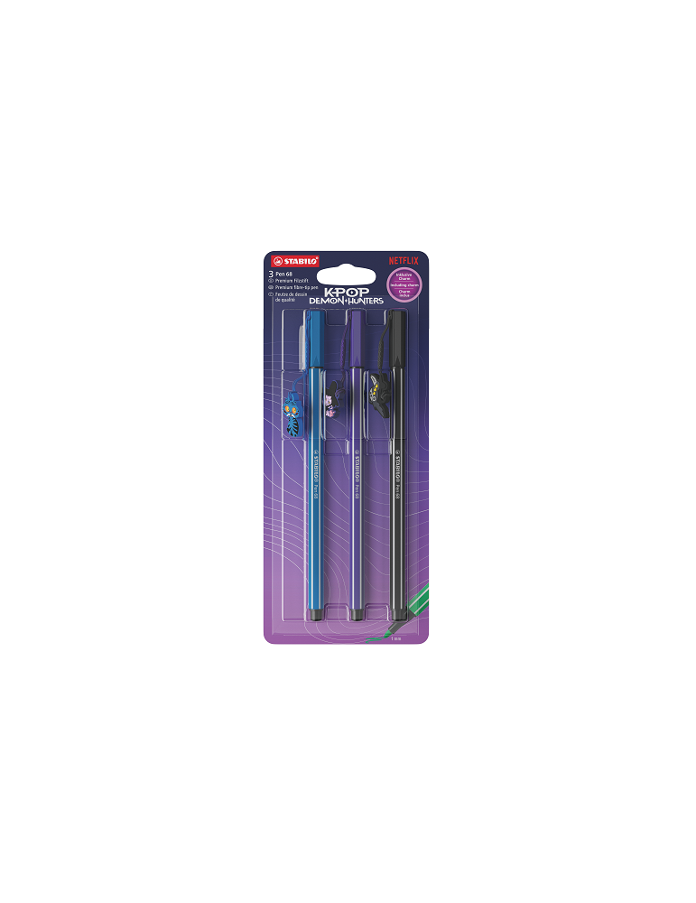 Pen 68 + charm KPop Demon Hunters cardboard blister 3 pcs