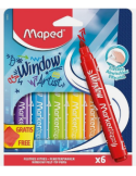 6 feutres VITRE COLOR'PEPS + chiffonnette microfibre, en boîte carton