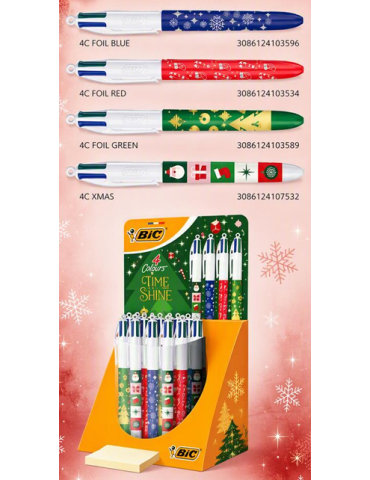 BIC® 4 Colours® Foil & X-Mas assortie Tubo 30