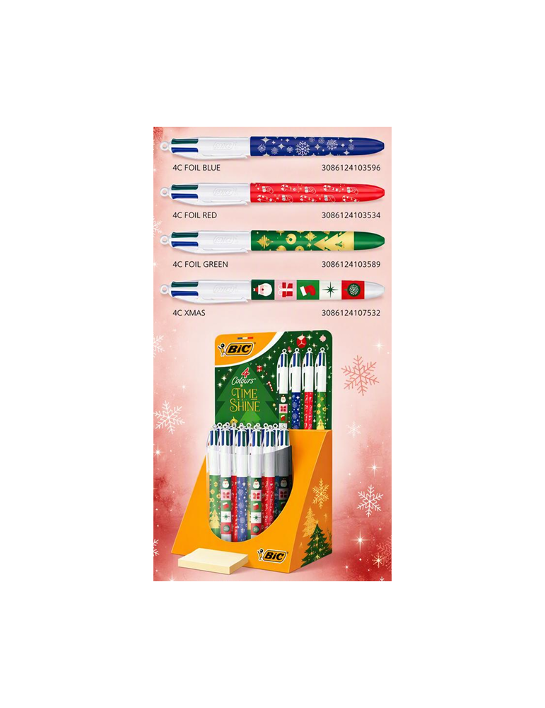 BIC® 4 Colours® Foil & X-Mas assortie Tubo 30