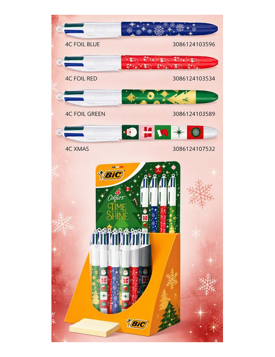 BIC® 4 Colours® Foil & X-Mas assortie Tubo 30