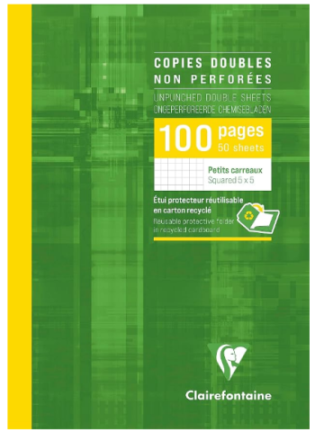 Copies doubles non perforées s/étui 21x29,7cm 100p Q.5x5