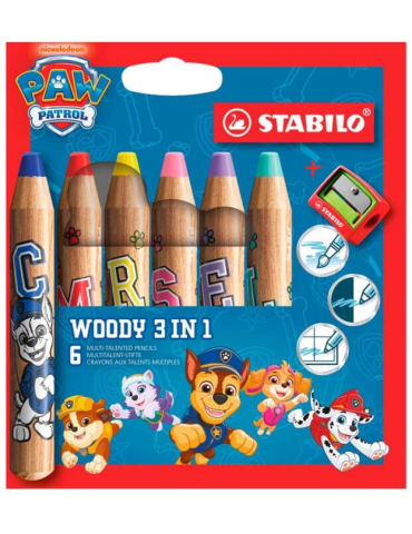 woody 3in1 printed with PAW Patrol wallet 6 pcs + sharpener