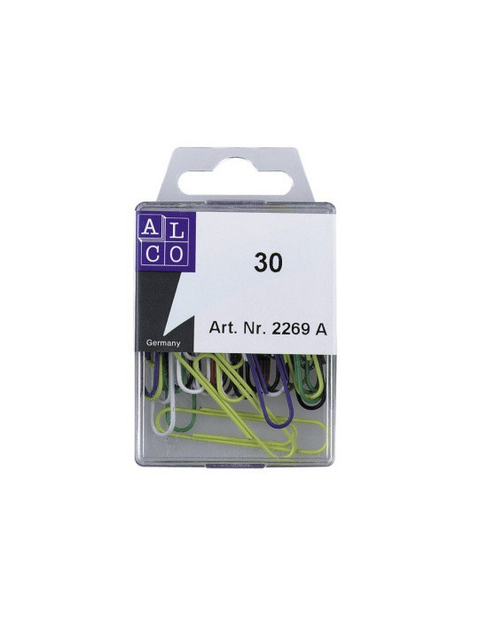 Paperclips Alco 50mm rond assorti kleuren 30 stuks in doos