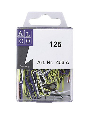 Paperclips Alco 26mm hoekig assorti kleuren 125 stuks in doos