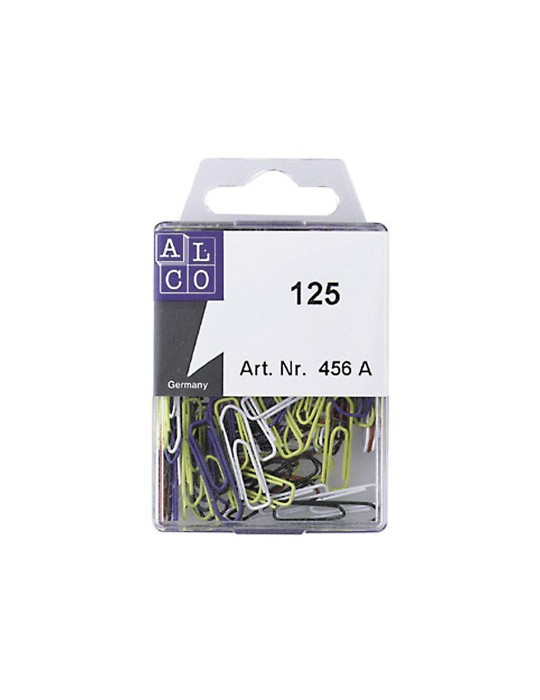 Paperclips Alco 26mm hoekig assorti kleuren 125 stuks in doos