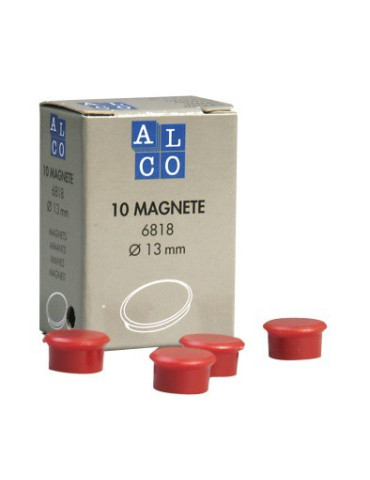 magneet Alco 13mm rond doos a 10 stuks rood