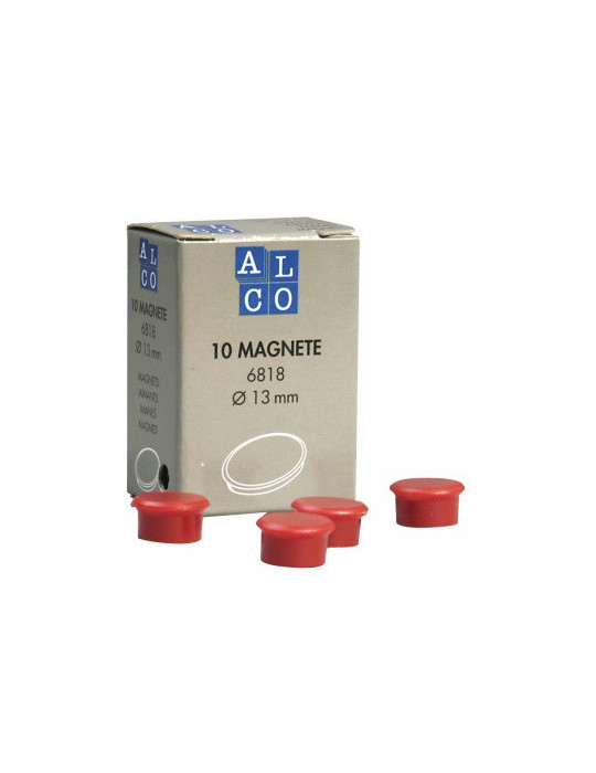 magneet Alco 13mm rond doos a 10 stuks rood