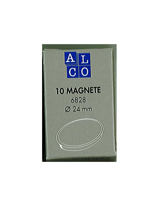 magneet Alco 24mm rond doos a 10 stuks wit