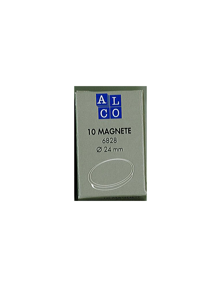 magneet Alco 24mm rond doos a 10 stuks rood