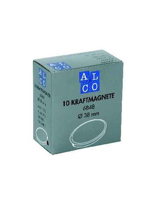 magneet Alco 38mm rond doos a 10 stuks geel