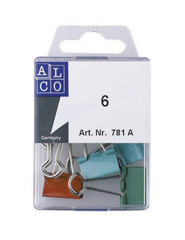 papierklem Alco 19mm vernikkeld doos a 6 stuks assorti