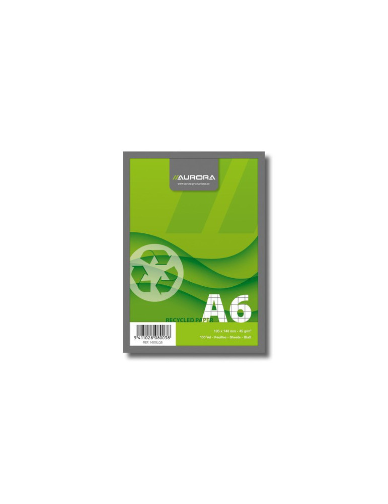 BLOC NOTES A6 100FLLS Q5X5 RECYCLÉ