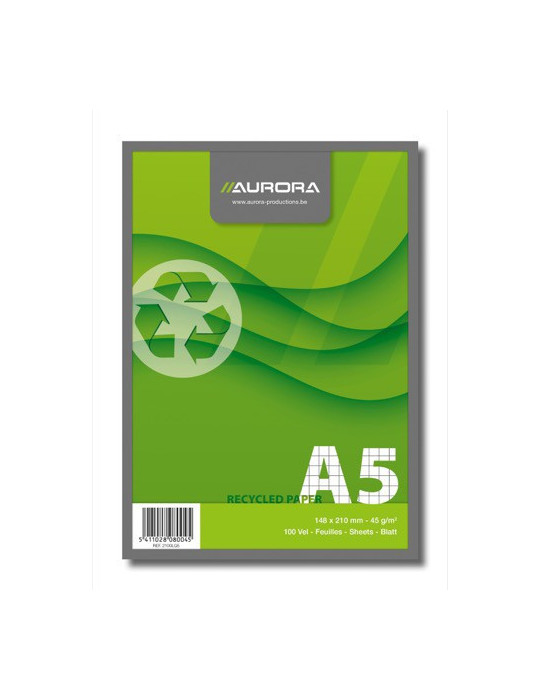 BLOC NOTES A5 100FLLS Q5X5 RECYCLÉ