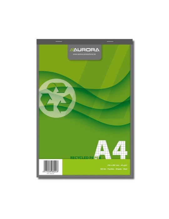BLOC NOTES A4 100FLLS Q5X5 RECYCLÉ