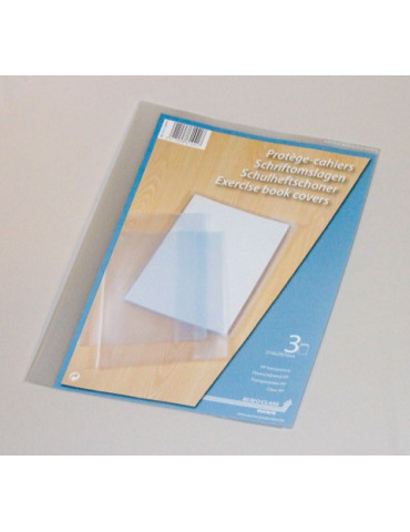 3 PROTÈGE-CAHIERS TRANSP.NEUTRE PP