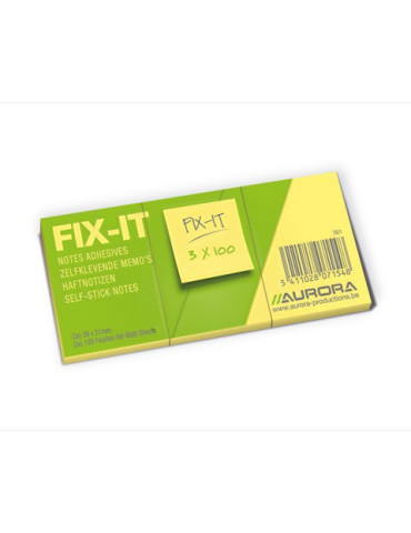 FIX-IT, papier jaune sans bois, jaune, 70g/m², 100fls, 51x38mm
