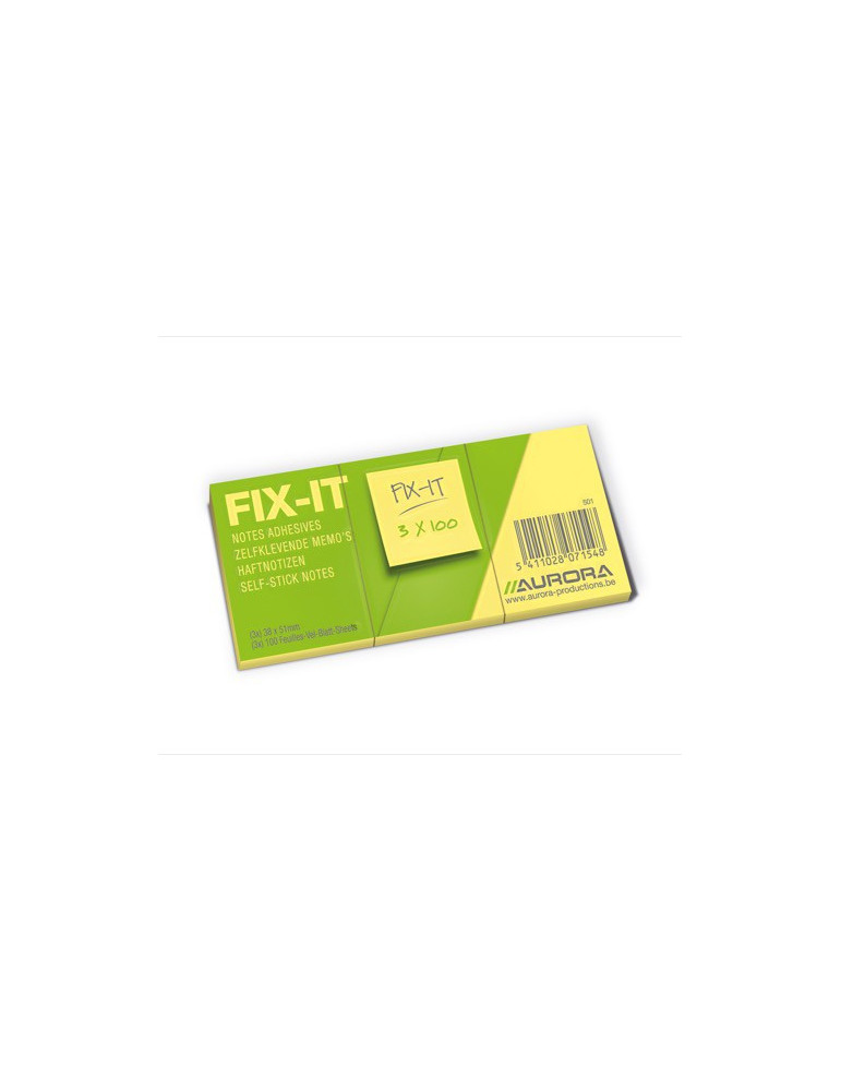 FIX-IT, papier jaune sans bois, jaune, 70g/m², 100fls, 51x38mm