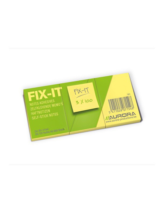 FIX-IT, papier jaune sans bois, jaune, 70g/m², 100fls, 51x38mm