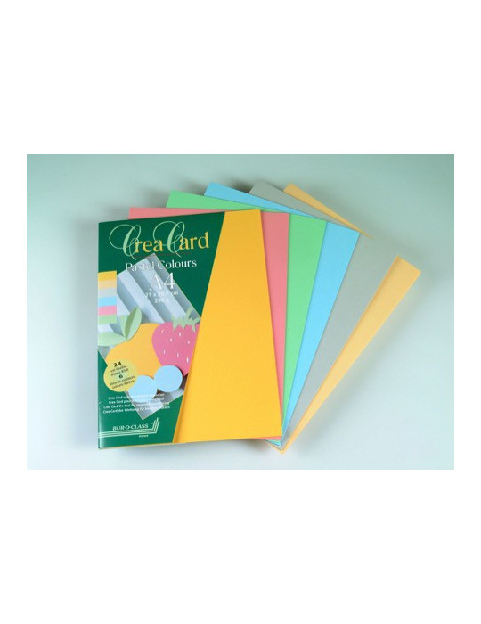 FEUILLES DE PAPIER DESSIN, crea cards, 4x6 couleurs pastel, A4, 240g/m