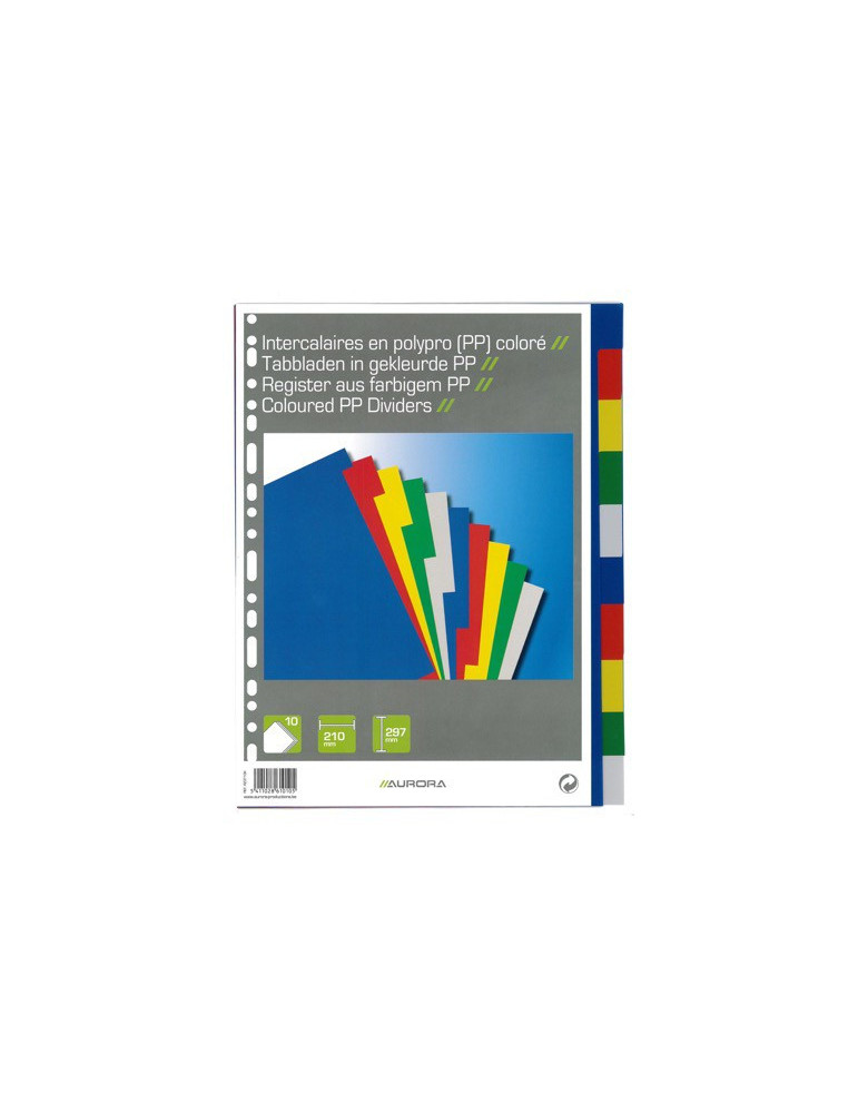 INTERCALAIRES EN PP, 10INTERCALAIRES A4 PLAST.COLORÉ,