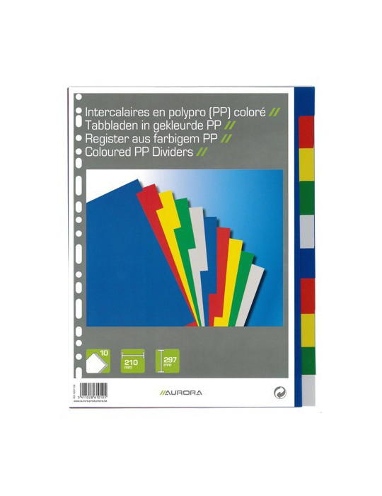INTERCALAIRES EN PP, 10INTERCALAIRES A4 PLAST.COLORÉ,