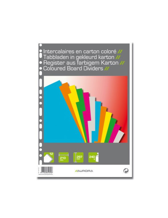 12INTERCALAIRES A4 CARTON COLORÉ
