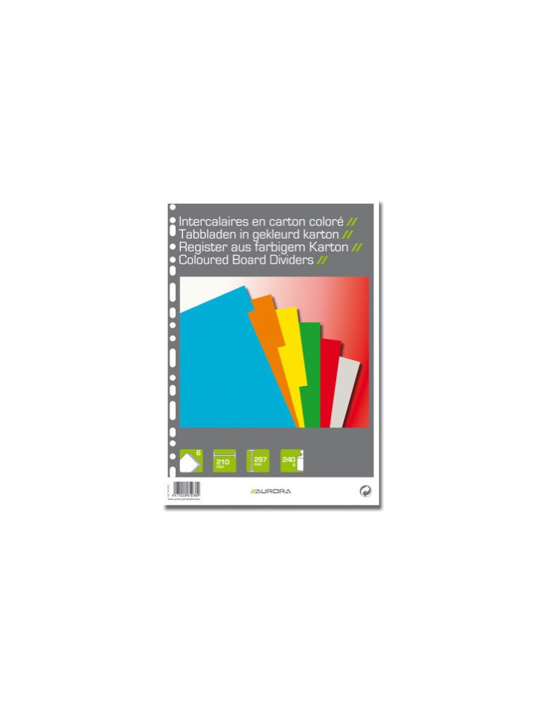 6INTERCALAIRES A4 CARTON COLORÉ