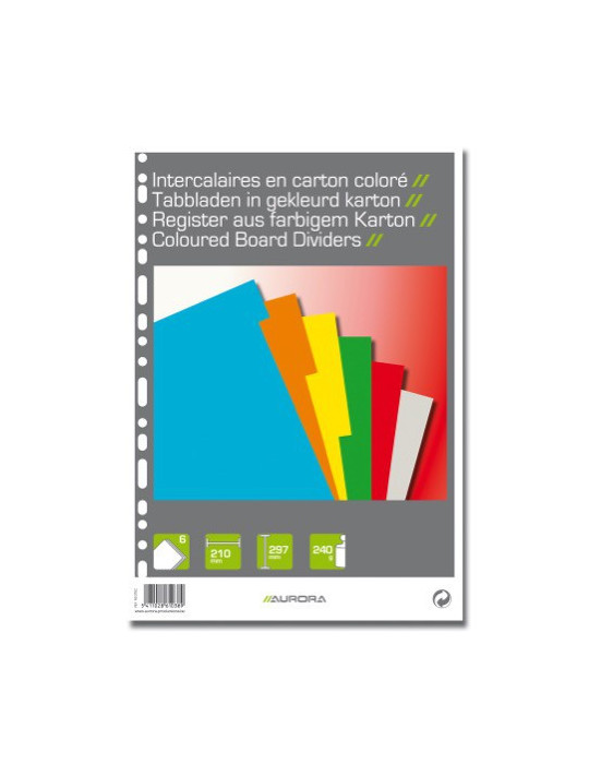 6INTERCALAIRES A4 CARTON COLORÉ