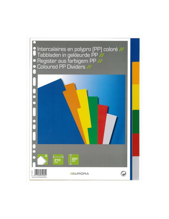 6INTERCALAIRES A4 PLAST.COLORÉ